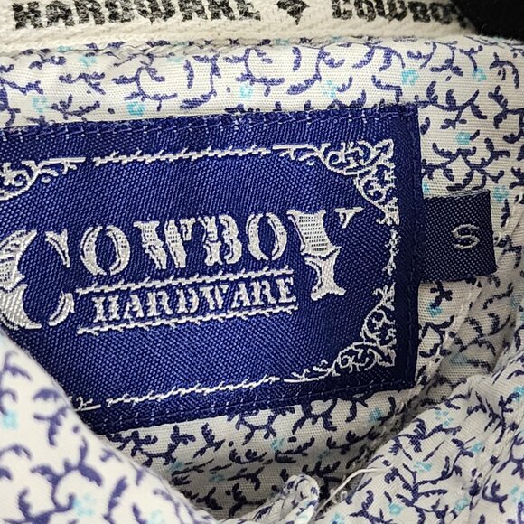 Cowboy Hardware Blue Floral 100% Cotton Pearl Snap Western Shirt - Picture 6 of 7